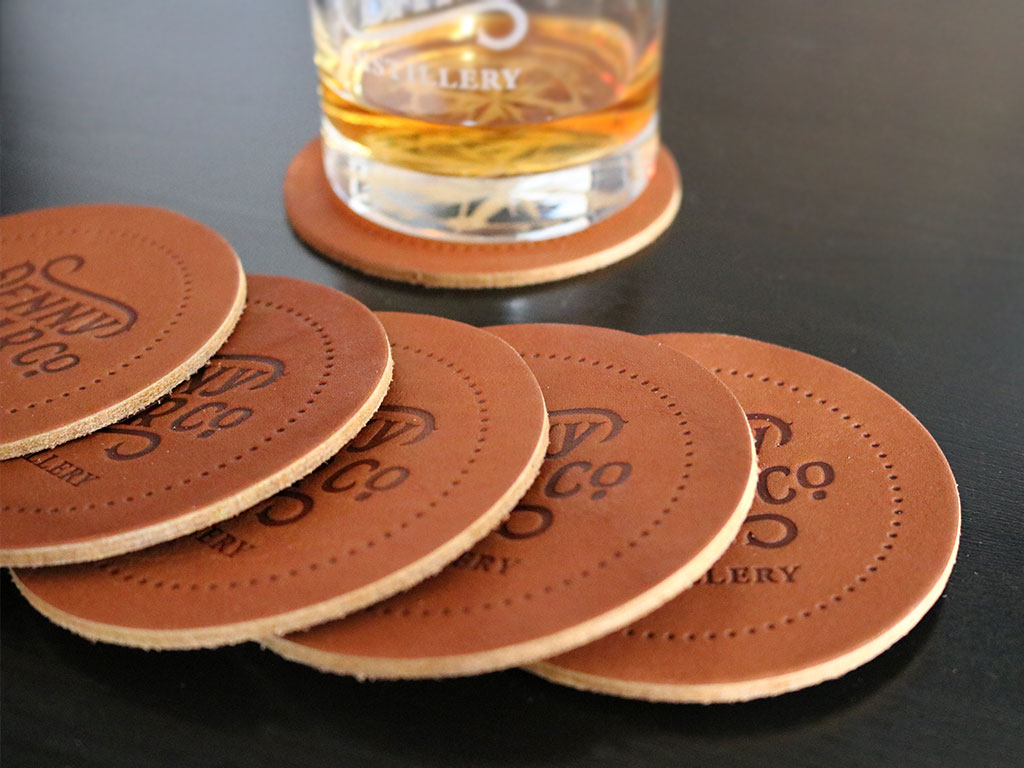 Denny Bar Company leather drink coasters